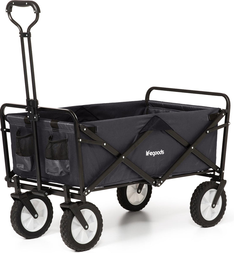 Chariot pliable à roulettes - LifeGoods  - 84 x25x45 cm - MAX 70kg - noir