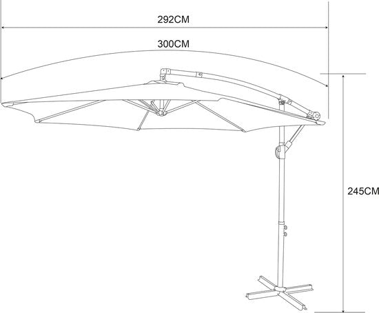 Parasol suspendu AXI Dion Ø 300 cm, aspect chêne/beige – Armature thermolaquée avec pied en croix