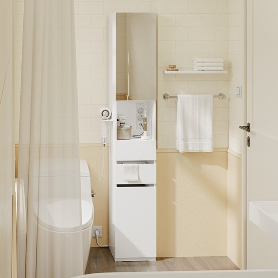 Armoire de salle de bains SoBuy BZR240-E-W - 30 x 30 x 180,5 cm - Blanc