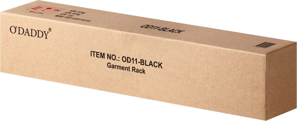 O'DADDY® Porte-vêtements à roulettes - Porte-penderie - Tringle de suspension extensible - Design robuste - Stable jusqu'à 130 kg - Métal - Noir