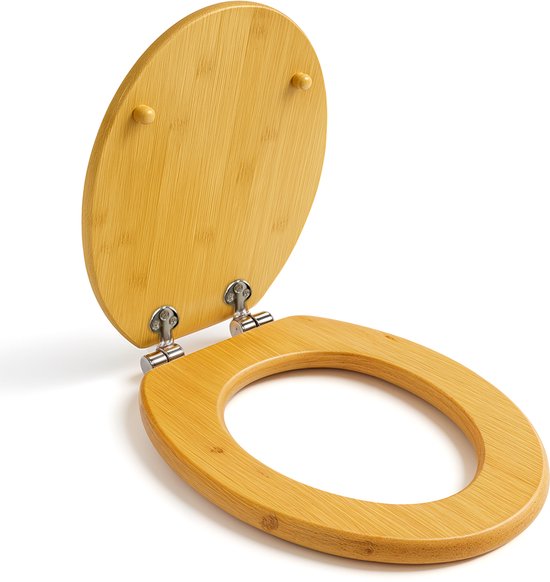 Abattant de toilette Goliving - Abattant de toilette avec couvercle - Softclose - Universel - Kit de montage inclus - Bois - Bambou