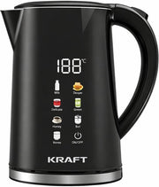 Bouilloire électrique KRAFT avec réglage de la température - 1,7 litre - Écran tactile LED - Noir - 2 200 W