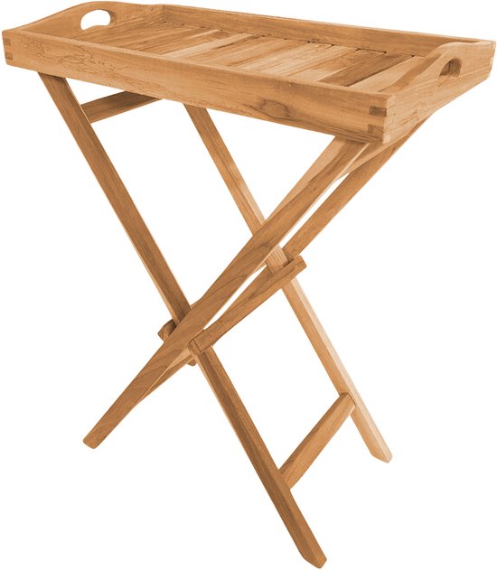 Table d'appoint pliable AXI Lora en teck – Avec plateau amovible – 60 x 35 x 75 cm – Teck – Légère – Pliable – Pour le jardin, la terrasse et le balcon
