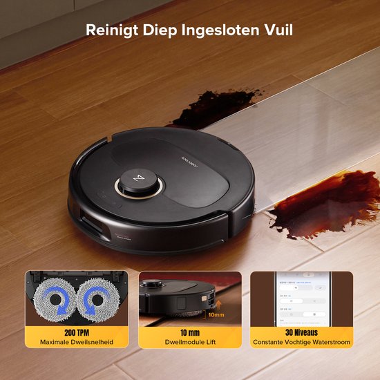 Roborock Qrevo S5V - Robot aspirateur avec station d'accueil - Puissance d'aspiration de 12 000 Pa - FlexiArm - Fonction de lavage - Évitement réactif des obstacles - Double fonction anti-enchevêtrement - Séchage à l'air chaud - Évitement des obstacles et
