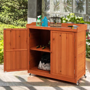 Armoire de rangement Coast - Bois - Déplaçable - Étagères - Roulettes - Jardin - Marron