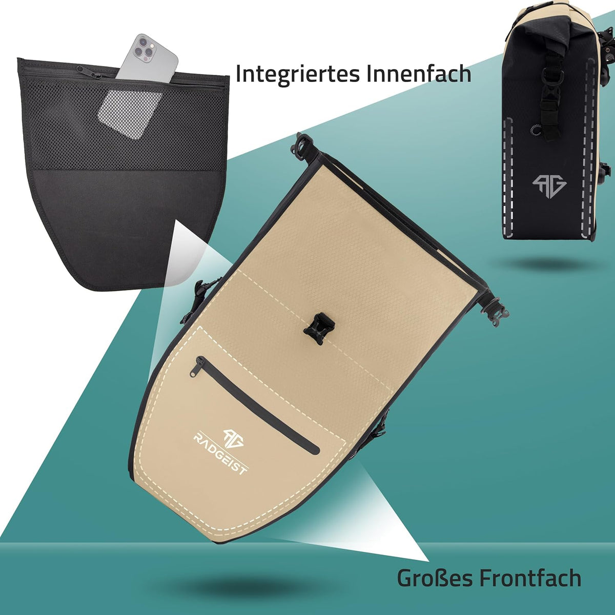 RADGEIST sacoche de vélo pour porte-bagages - sacoche de vélo pour porte-bagages - sacoche de vélo étanche et sac à bandoulière - sacoche de vélo avec réflecteurs