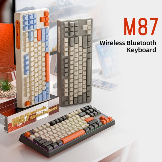 Clavier de jeu sans fil M87 RGB - 87 touches - BT5.0/2.4G - PBT Ball Keycaps - Shimmer