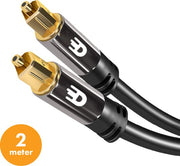 Drivv. Premium Toslink Optical Cable - Câble audio optique - Barre de son - Mâle vers Mâle - 2 mètres - Noir