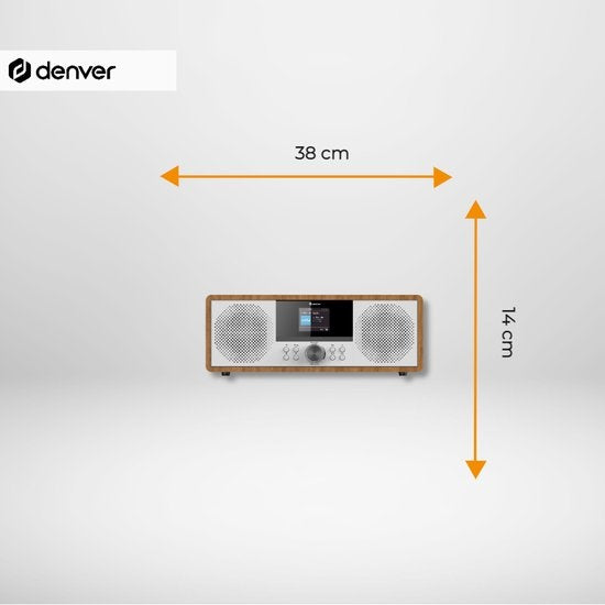Denver Internet radio - Radio DAB - Radio FM - Lecteur CD - Bluetooth - 200W - AUX/USB - MIR270 - Bois