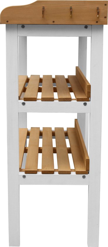 Table de jardin AXI avec étagères de rangement, marron/blanc - Table de jardin pratique avec plan de travail en zinc