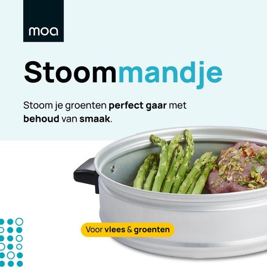 MOA Cuiseur de riz avec cuiseur vapeur 1.5 litres - acier inoxydable - RC18S