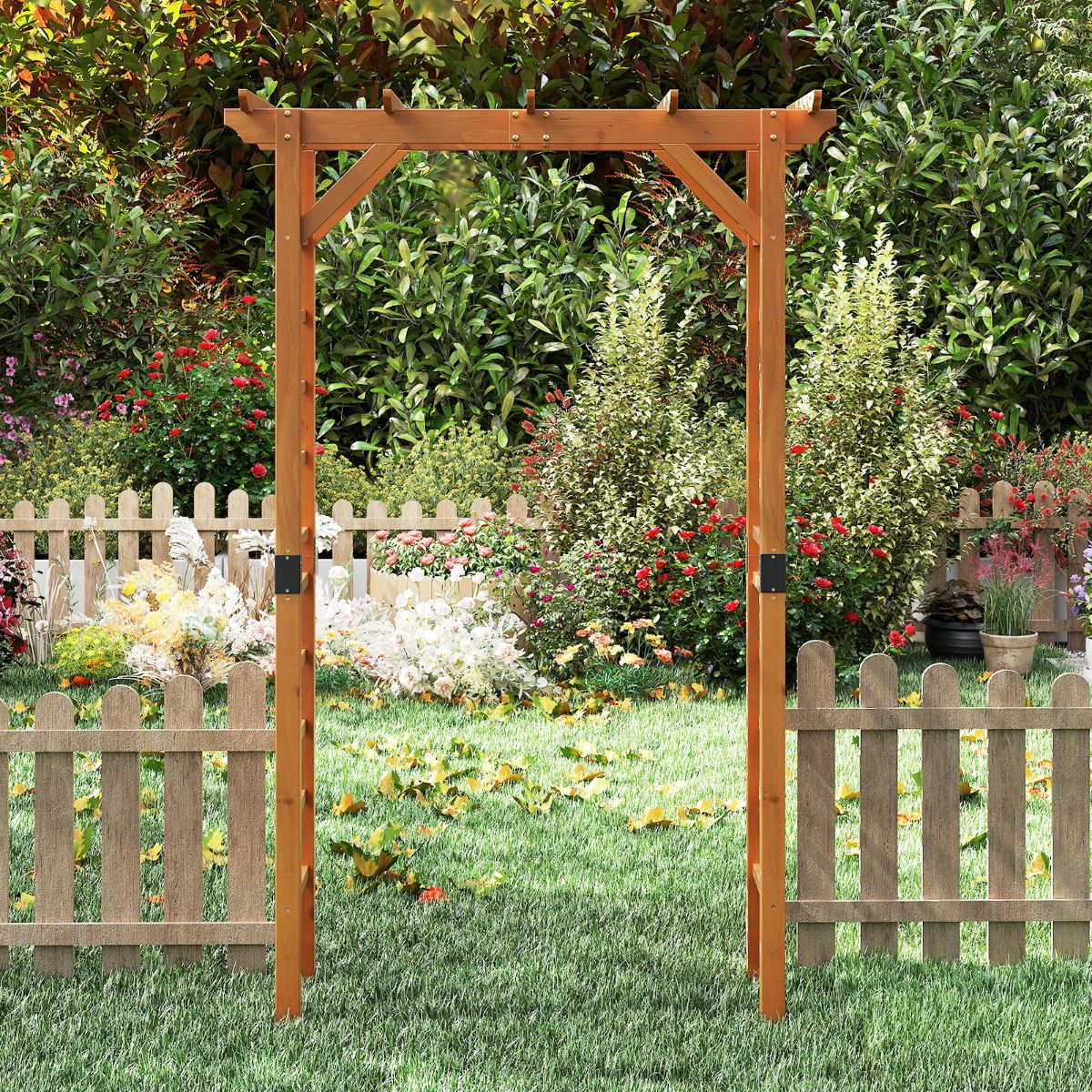 Coast 215 cm Arche de jardin en bois avec auvent plat en orange - Pergola robuste pour plantes grimpantes et décoration de jardin