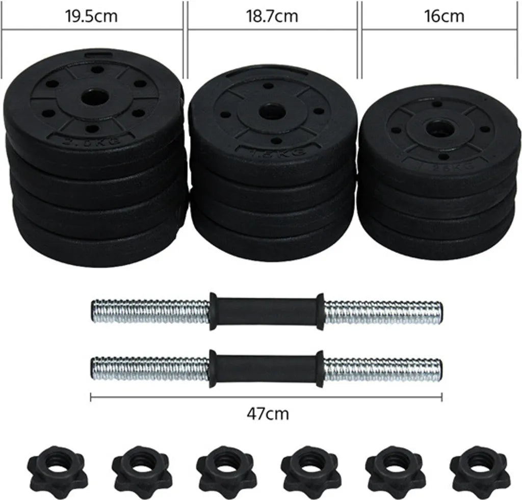 Yaheetech Jeu d'haltères 20kg - Réglable - Anti-dérapant - 12 poids - Noir