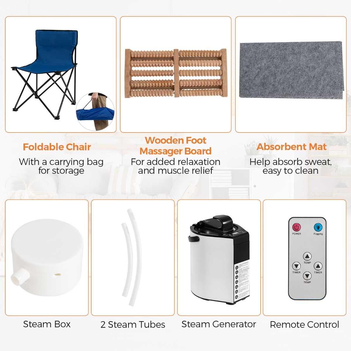 Sauna à vapeur portable Coast - Sauna d'intérieur pour 1 à 2 personnes - Générateur de vapeur de 3 litres - Gris 89 x 89 x 149 cm