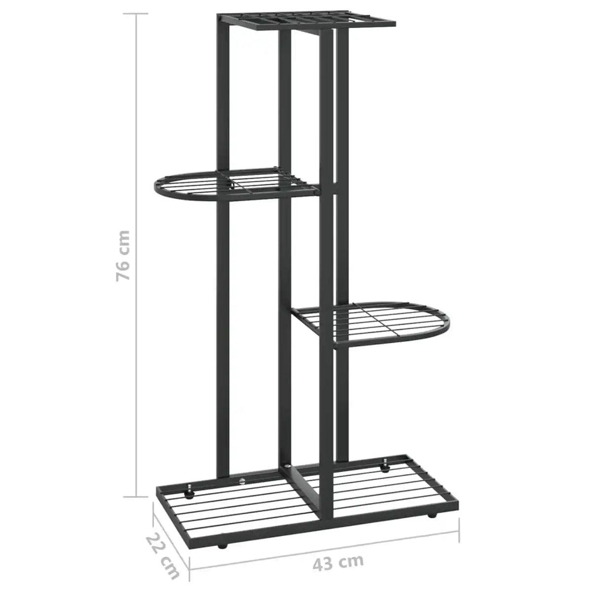 Support à plantes Minghou - 4 niveaux pour 5 pots - 22,1 × 42,9 × 76 cm - Noir