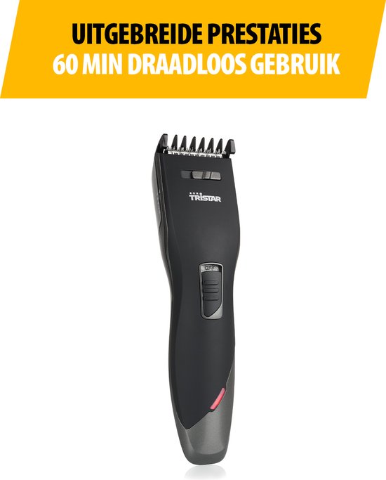 Tristar TR-2572 - Tondeuse pour homme rechargeable - 3 à 30 mm - 60 min d'autonomie - 2 têtes de coupe incluses