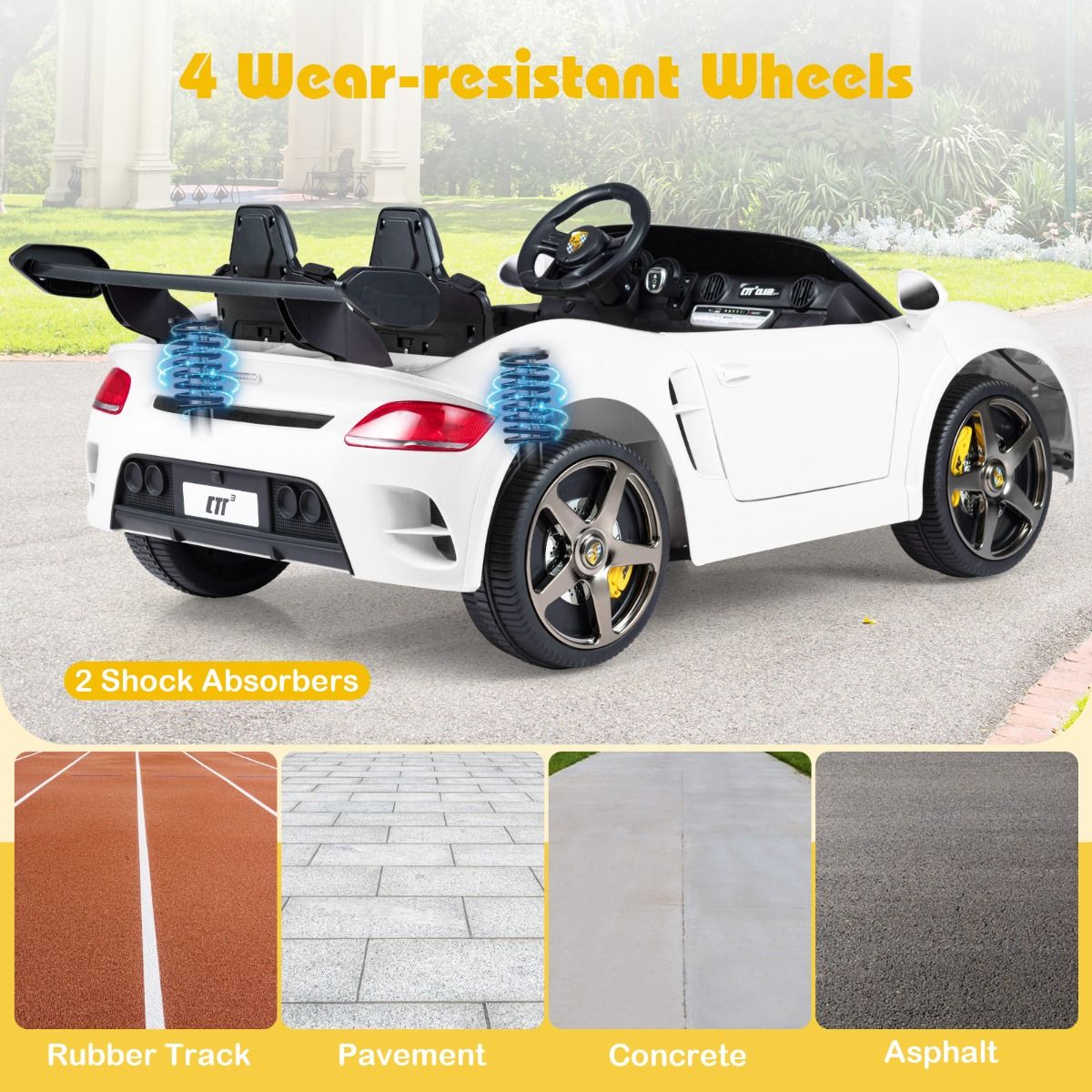 Voiture électrique pour enfants Coast - télécommande - éclairage LED - blanche