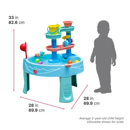 Table à eau Step2 Double Spin & Showers - Lot d'accessoires de 22 pièces - Bleu - 71 x 71 x 82,5 cm