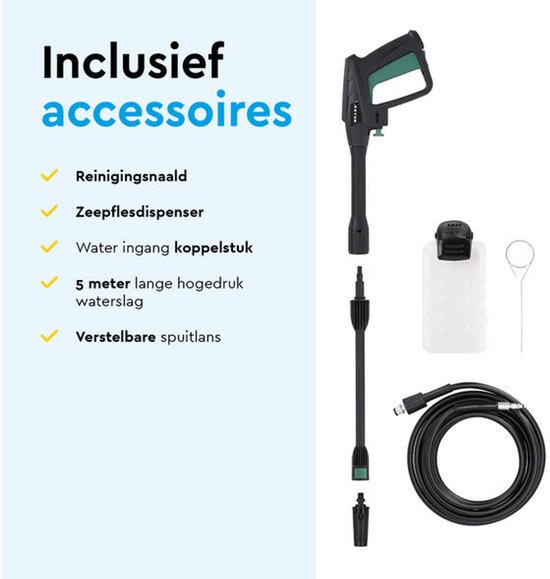 BRASQ HPW 150 nettoyeur haute pression - Nettoyeur de terrasse - Pulvérisateur haute pression - 2000W - 150 bar - 468 L/H - Kit complet