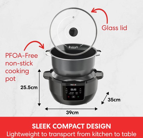 Mijoteuse Instant Pot Superior 7,2 L - Mijoteuse 4-en-1 - Sauter - Cuisson à la vapeur - Maintien au chaud - Jusqu'à 10 portions - Cuisson tout-en-un