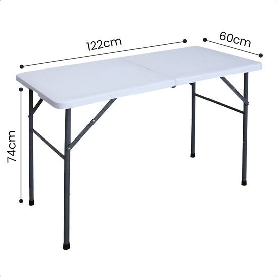 Goliving - Table pliante d'extérieur résistante - 122 x 60 x 74 cm - Blanc
