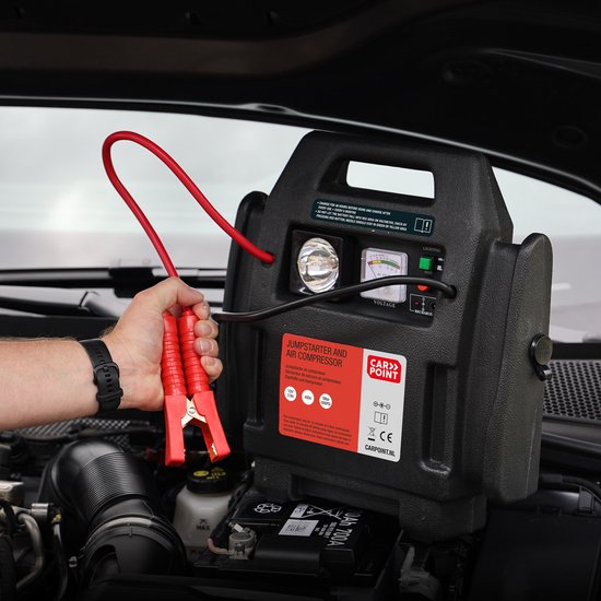 Carpoint Jumpstarter – 12 volts – Avec compresseur d'air – Puissance de crête 400 A – Rechargeable avec un adaptateur 230 volts ou 12 volts