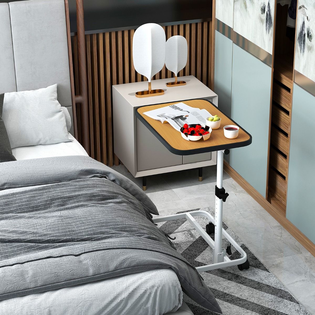 Table de lit Coast - Réglable en hauteur sur 9 positions - Plateau inclinable - couleur naturelle