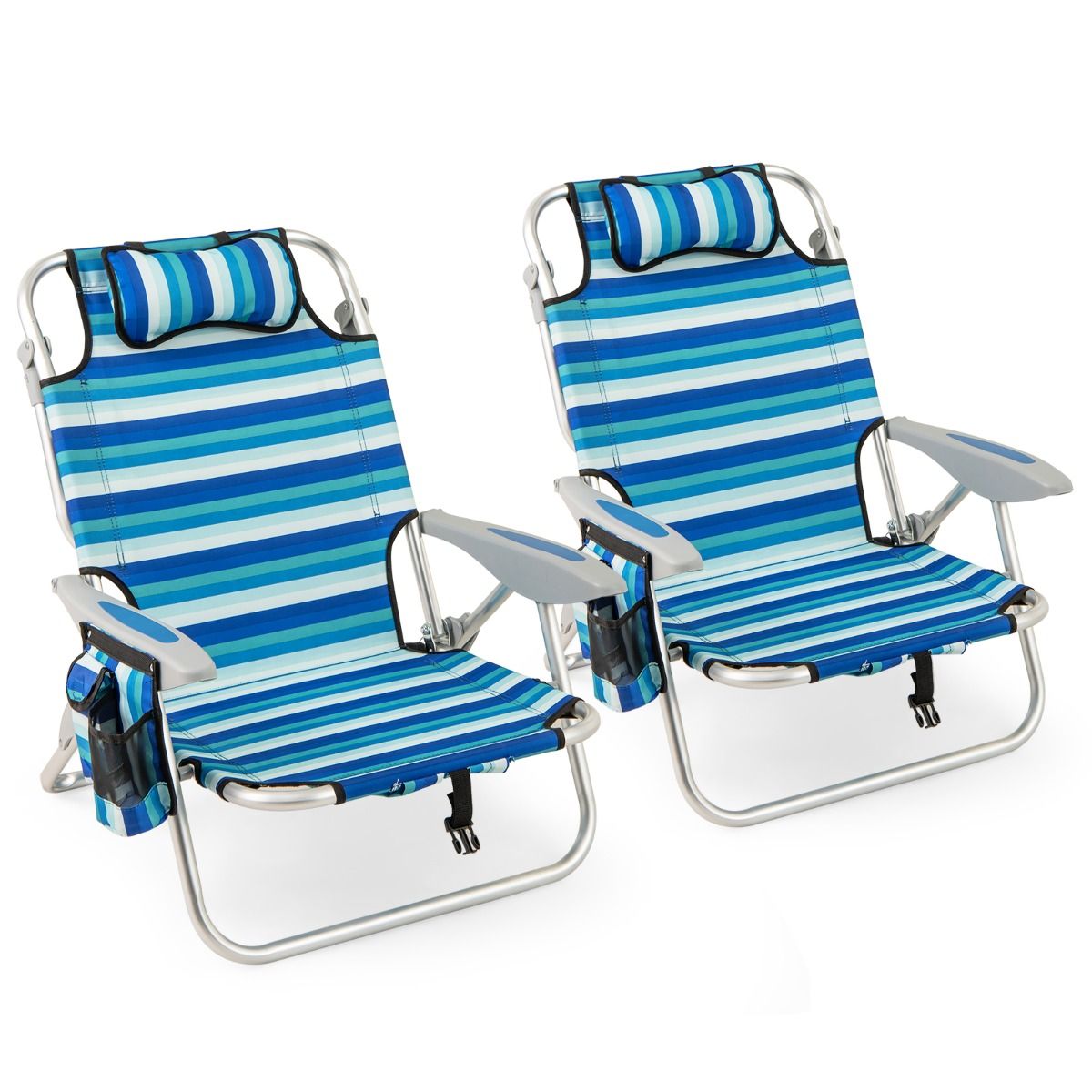 Ensemble de chaises de plage pliantes Coast - Dossier réglable - Glacière incluse - Bleu