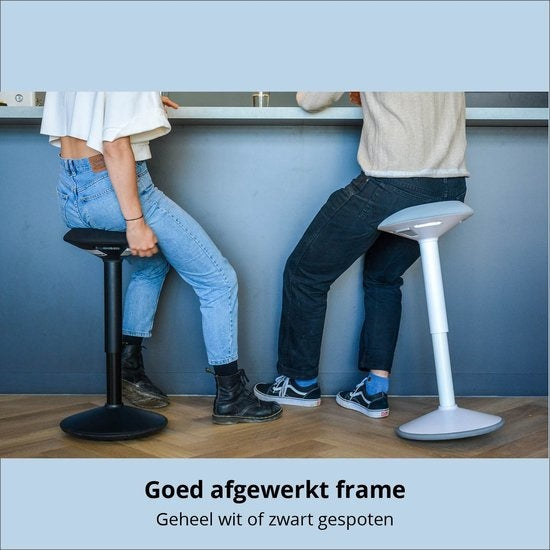 Bckz Tabouret oscillant blanc | Hauteur 55-80 cm | Tabouret d'équilibre | Tabouret assis-debout | Chaise de bureau ergonomique | Tabouret en forme de selle