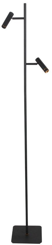 Lampadaire Lumo 4608ZW - lampe de lecture LED noire moderne de Mexlite, hauteur 125 cm, orientable et inclinable, avec des points d'éclairage réglables et un variateur tactile