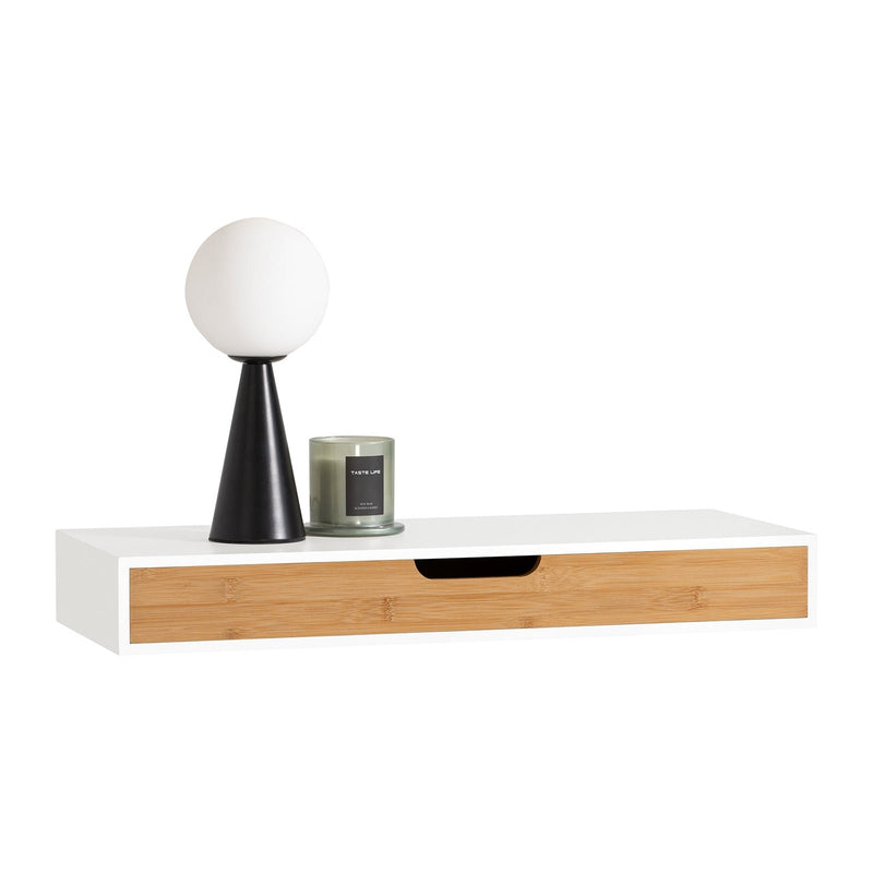 Etagère murale - SoBuy - avec 1 tiroir - Max 5 kg - 60 x 25 x 8 cm - Blanc/ Brun
