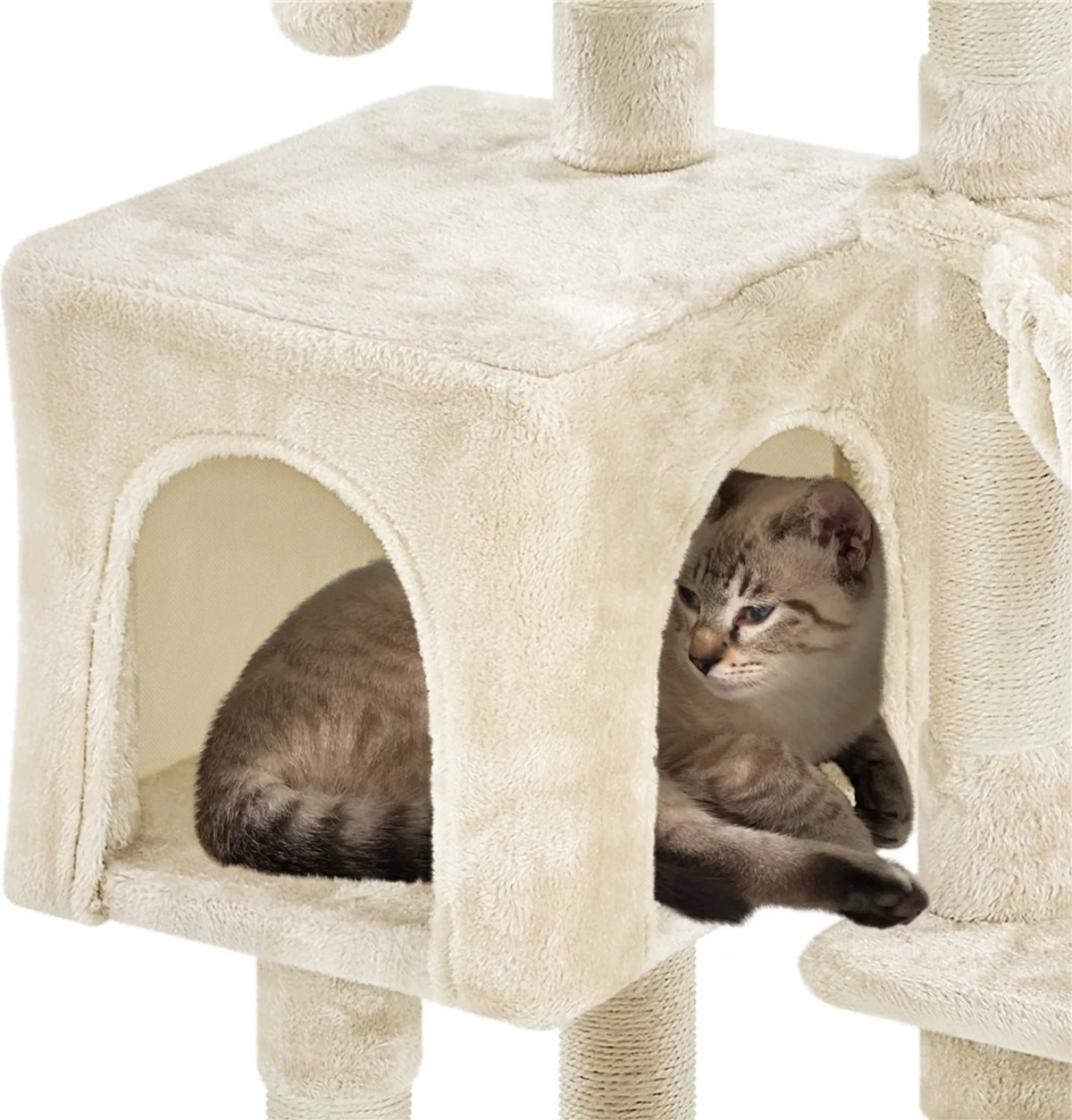 Yaheetech : Arbre à chat avec grotte et lit - 96 cm de haut - 80,5 x 39,5 cm - Beige