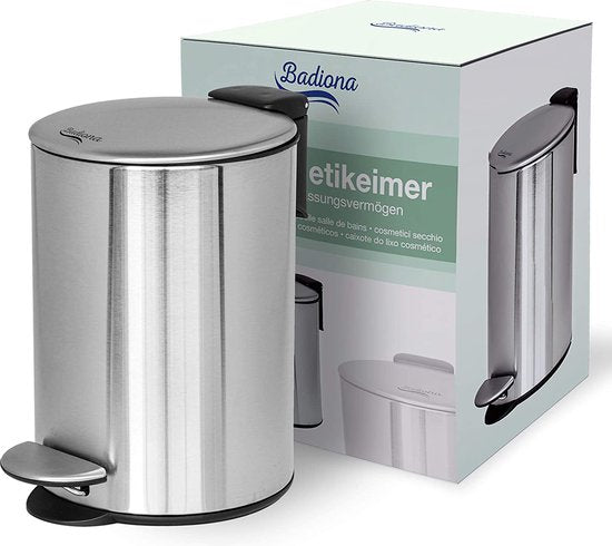 Seau de salle de bains 3 l acier inoxydable mécanisme de fermeture douce poubelle poubelle argent chrome métal