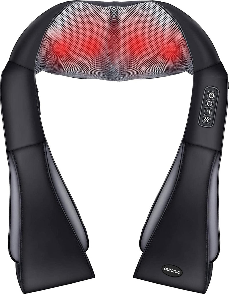 Coussin de massage Shiatsu, Auronic, Appareil de massage électrique, Infrarouge, Noir