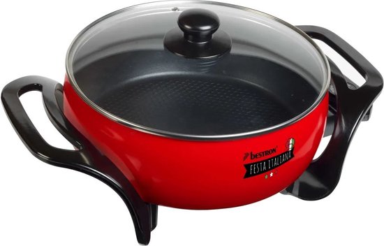 Poêle électrique Bestron - APP800 - Ø 26 cm - 1 500 W - Température maximale 230 °C - Rouge - Garantie 5 ans