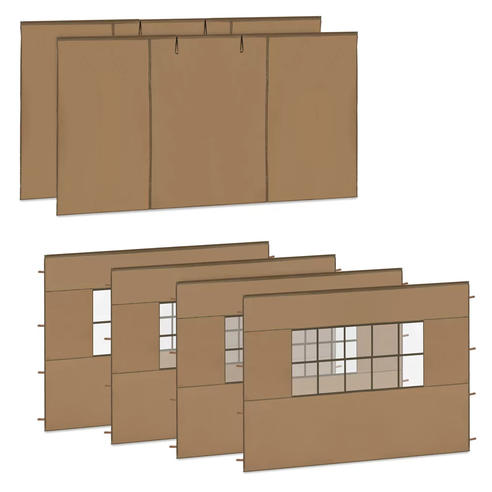 Lot de parois latérales Vonroc pour tente de réception double 6 × 4,5 m - 6 pièces - Beige