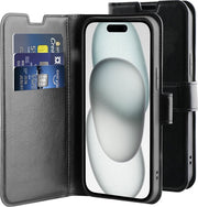 BeHello BookCase iPhone 15 Plus - étui avec porte-cartes - noir