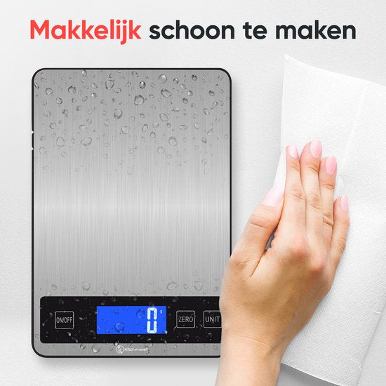 Kitchenwell Balance de cuisine numérique de précision - Balance de cuisine - 1gr - 10kg - Fonction tare - Rechargeable par USB - Gris