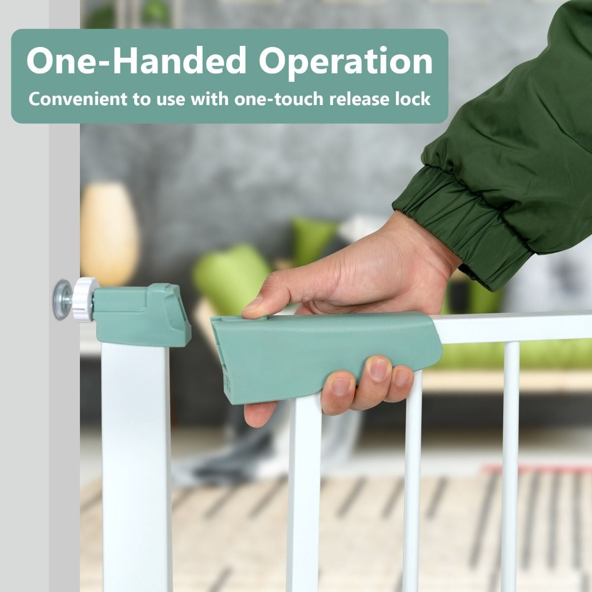 Coast Stairgate Extra High - Incl. Extenders - Pour animaux de compagnie et bébés - Vert / Blanc