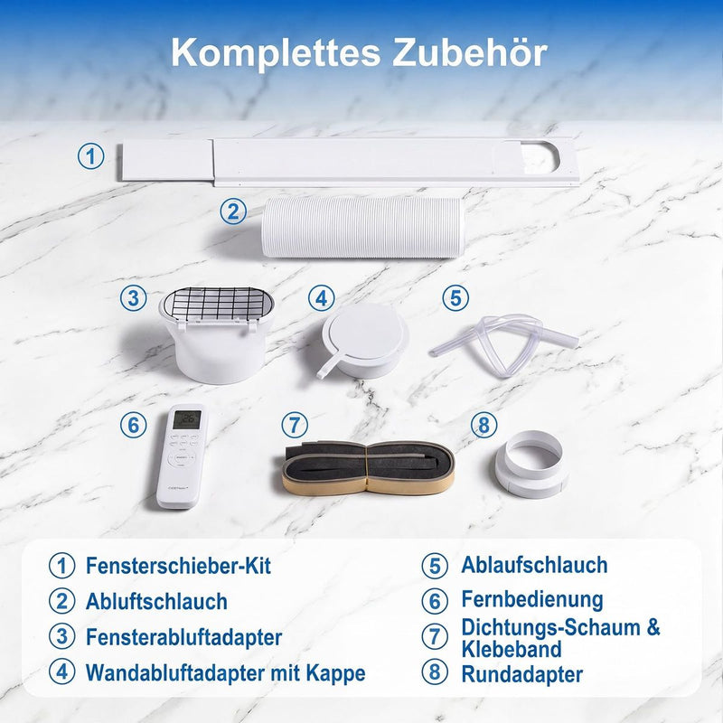 Climatiseur portable Coast - Système de climatisation 5 en 1 - 12 000 BTU - Pour des pièces jusqu'à 46 m² - Blanc