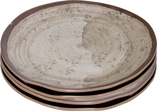 Bo-Camp - Assiette plate - Halo - 4 pièces - Mélamine - Beige