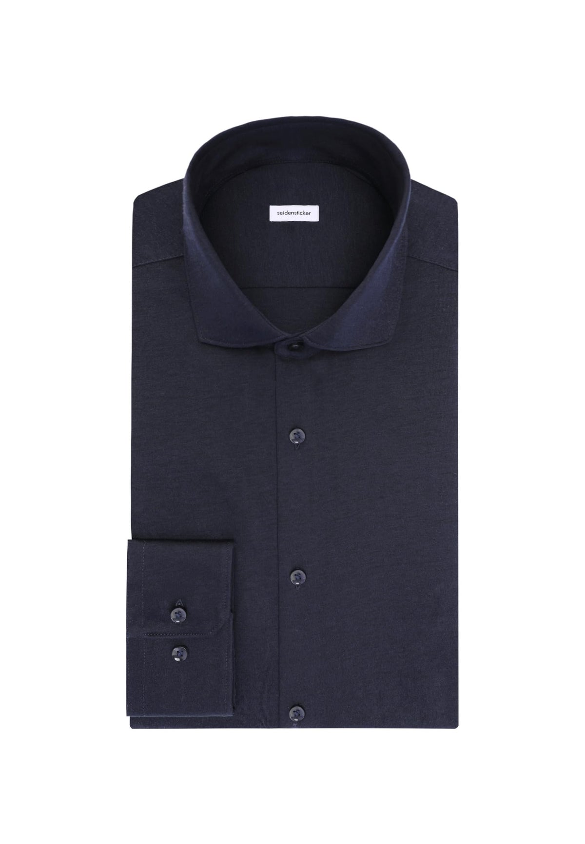 Chemise Seidensticker - Homme - Coupe Slim - Jersey - Col Kent - Manches longues - M - Bleu foncé