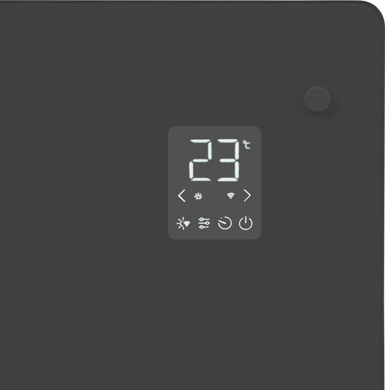 Chauffage électrique de luxe VONROC - Convecteur avec panneau en verre - 500W/1000W - Chauffe les pièces jusqu'à 12m2 - Contrôlé par l'application (via Wifi) et manuellement - Thermostat et minuterie réglables - Gris