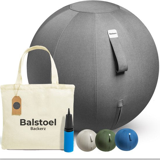 Ballon de siège Backerz 75 cm - Ballons de siège avec housse en lin - Siège de bureau ergonomique pour le bureau et la maison - Ballon de yoga de luxe - Anthracite 2