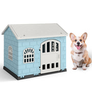 Niche pour chien Coast en plastique - Résistante aux intempéries - Porte verrouillable - Bleue