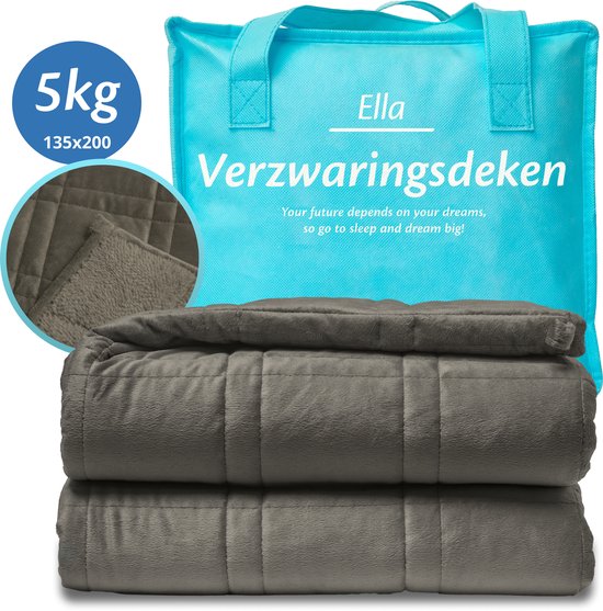 Couverture lestée Ella 5 kg - Velours et polaire Sherpa - Couverture lestée certifiée OEKO-TEX - Couverture lestée 135 x 200 cm - Couverture lestée - Gris