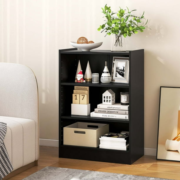 Coast Open Bookcase Noir avec étagères coulissantes 49.53x30.48x74.93cm