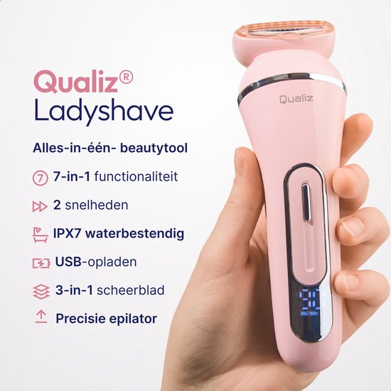 Rasoir féminin 7 en 1 - Épilateur pour femmes - Étanche IPX 7 - Rechargeable - Tondeuse pour le maillot - Rasoir intime pour femmes - Rasoirs féminins - Épilateur - Tondeuse pour femmes - Qualiz®
