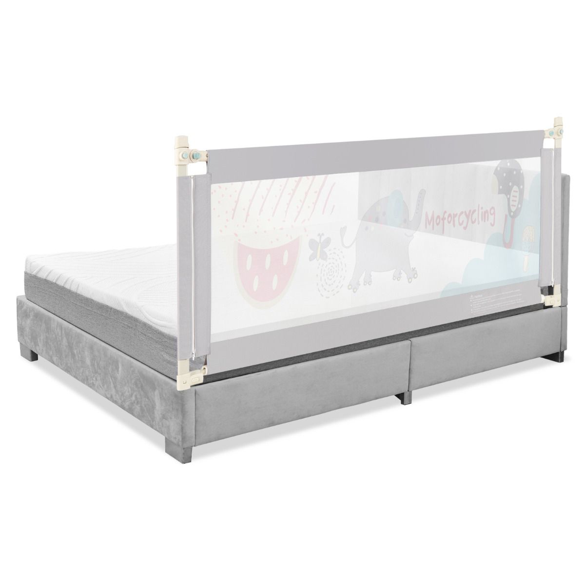 Barrière de lit pour tout-petits Coast - réglable en hauteur - extra-longue - pliable - grise