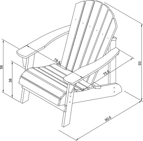 Chaise AXI Carmen Adirondack Coffee – Chaise de détente en bois avec accoudoirs – Dossier haut – 90,5 x 78,4 x 93 cm